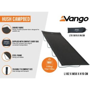 Vango Hush Campbed - 4 Leg Camping Bed Camp Beds – Outdoor Camping Furniture
