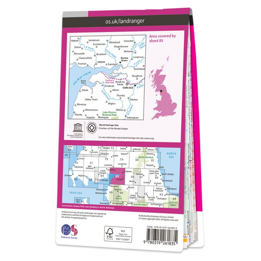 Ordnance Survey Landranger 85 - Carlisle & Solway Firth Navigation & Maps